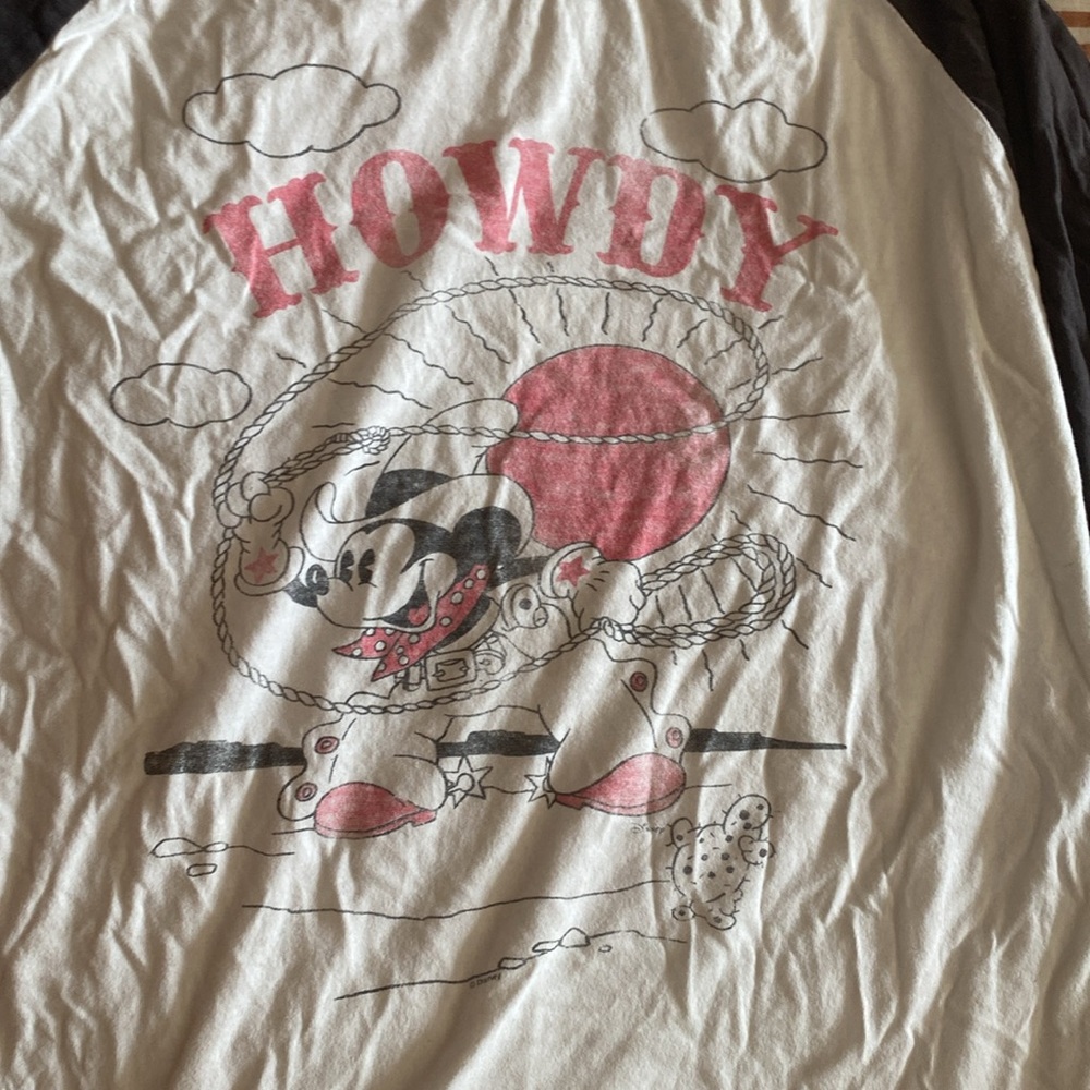 Junk Food Cowboy Mickey Disney Raglan tee shirt XL charcoal gray white - Picture 3 of 8